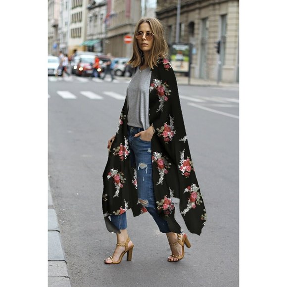 Women’s Print Sheer Flowy Summer Chiffon Loose Cas - Picture 5 of 10